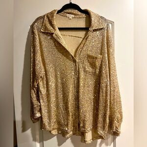 POL gold sequin fun blouse